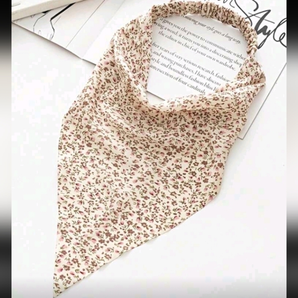 Ditsy Floral Boho Earthtone Colors Lightweight Bandana Scarves Set Of 5 - Picture 5 of 7